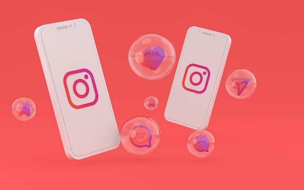 Ikona Instagrama na ekranie smartfona lub telefonu komórkowego renderowania 3d