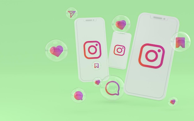 Ikona Instagrama na ekranie smartfona lub telefonu komórkowego renderowania 3d