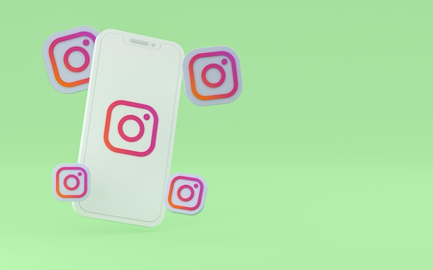 Ikona Instagrama Na Ekranie Smartfona Lub Telefonu Komórkowego Renderowania 3d