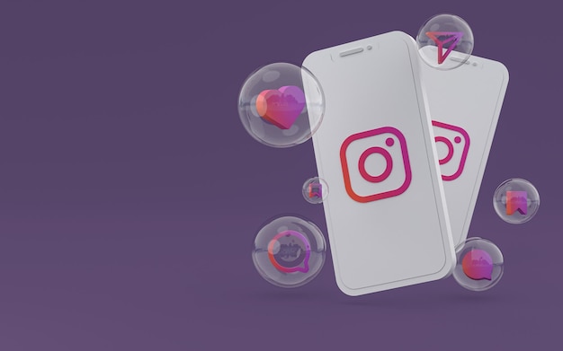 Ikona Instagrama na ekranie smartfona lub telefonu komórkowego renderowania 3d