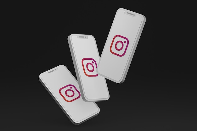 Ikona Instagrama na ekranie smartfona lub telefonu komórkowego renderowania 3d