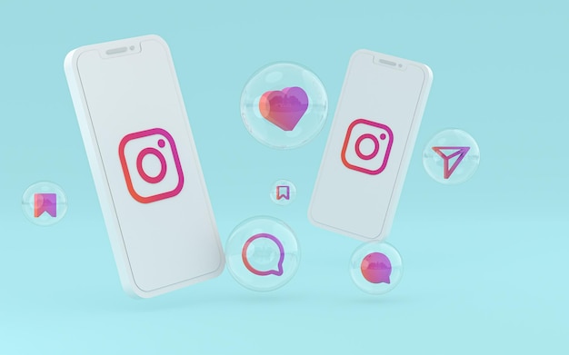 Ikona Instagrama na ekranie smartfona lub telefonu komórkowego renderowania 3d