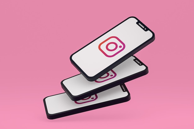 Ikona Instagrama na ekranie smartfona lub telefonu komórkowego renderowania 3d
