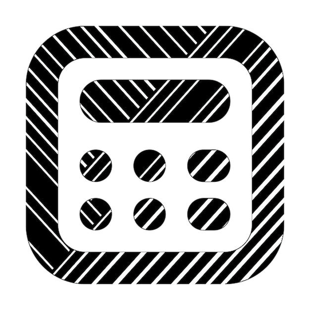 ikona kalkulatora czarno-białe linie przekątne