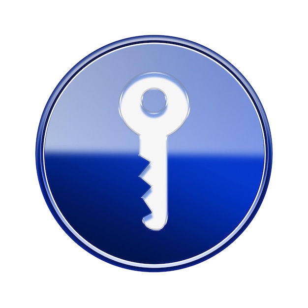 Zdjęcie ikona klucza błyszcząco niebieska