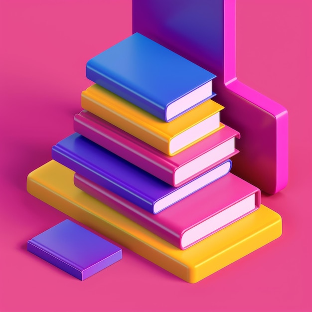 Zdjęcie ikona książek 3d isometryczny render