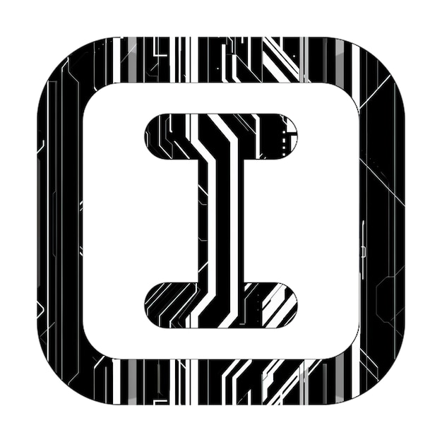ikona kwadratowa czarno-biała tekstura technologiczna