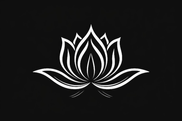 Ikona kwiatu lotosu w czarno-białej generatywnej sztucznej inteligencji