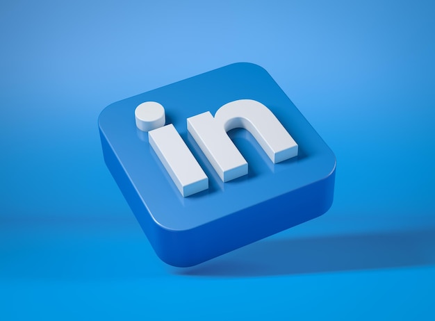 Ikona Linkedin spadająca na niebieskim tle