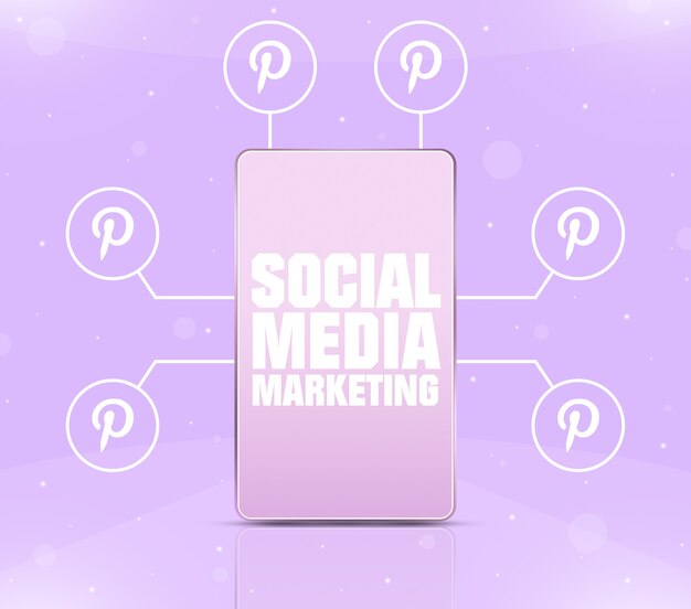Ikona Marketingu W Mediach Społecznościowych Na Ekranie Telefonu Z Ikonami Pinterest Wokół 3d