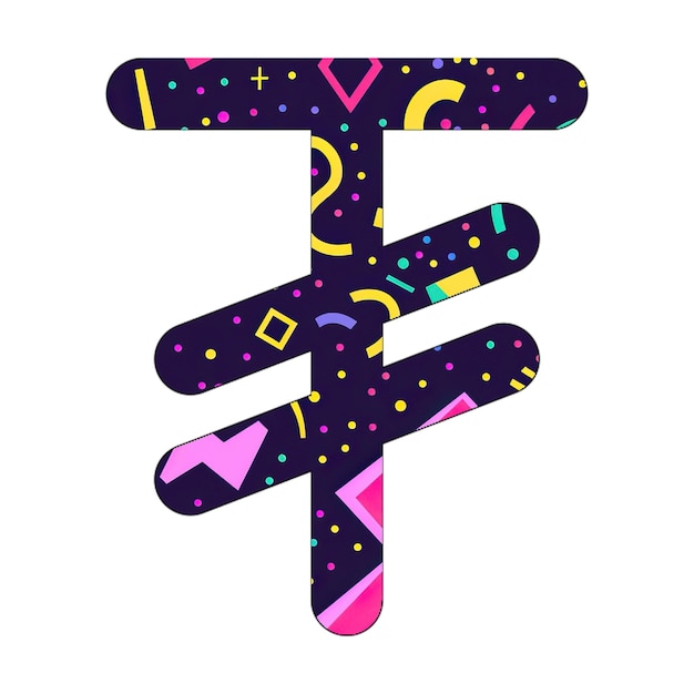 Zdjęcie ikona obrazu znak tugrik fioletowy styl 80-tych lat