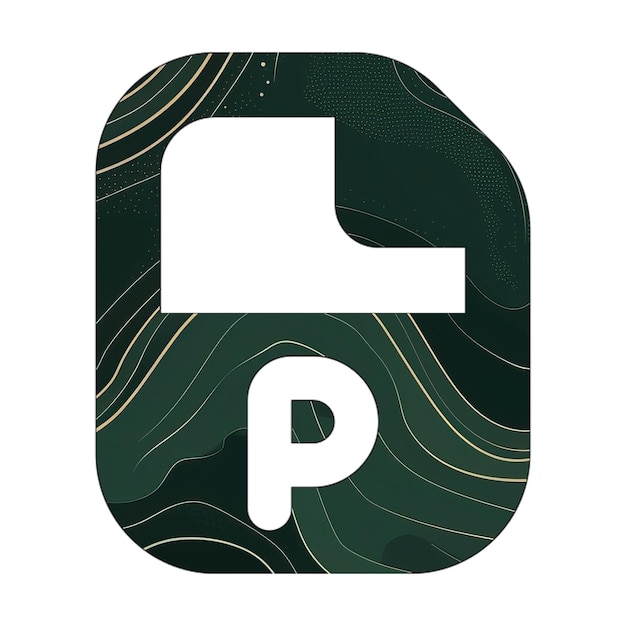 Zdjęcie ikona pliku powerpoint zielona marmurowa złota tekstura
