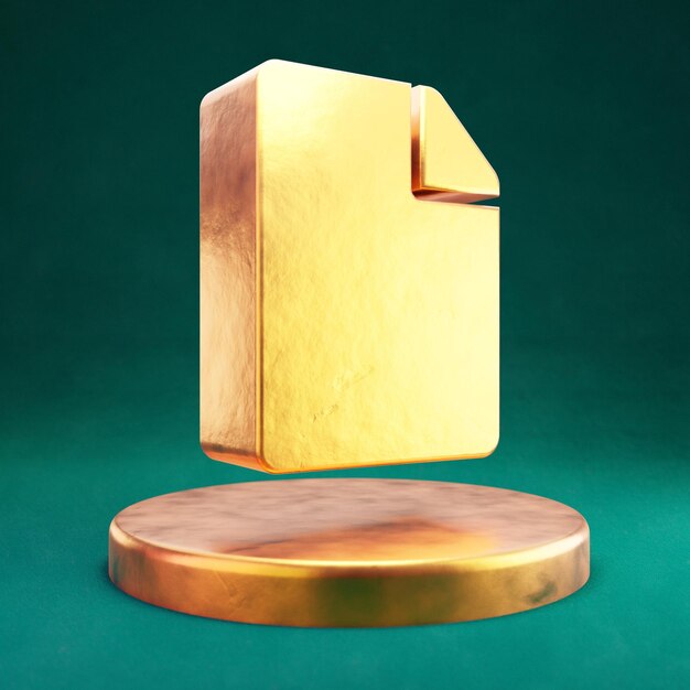 Ikona pliku. Symbol pliku złota Fortuna z Tidewater zielonym tle. 3D renderowane ikony mediów społecznościowych.