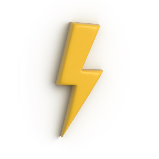Ikona pogody błyskawica Thunder Symbol energii elektrycznej i mocy renderowania 3D