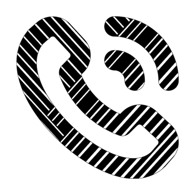 ikona połączenia telefonicznego czarno-białe linie przekątne