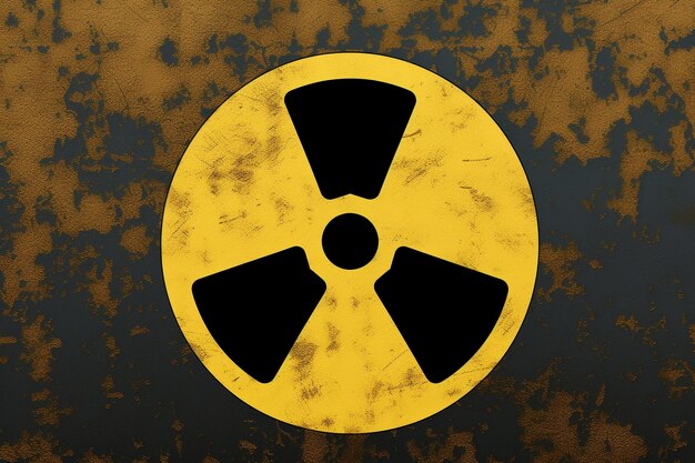 ikona promieniowania żółty i czarny metaliczny znak ryzyko radioaktywna moc niebezpieczny reaktor ostrzeżenie energii.