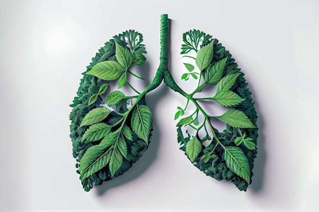 Ikona przedstawia dwa płuca wykonane z soczyście zielonych liści symbolizujących zdrowie i siłę