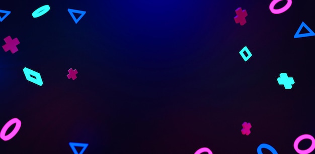Zdjęcie ikona przycisku geometrii gier unosząca się na tle ilustracji 3d renderowania abstraktu tapety dla graczy