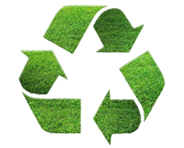 Ikona recyklingu trawy izolowana koncepcja przyjazna dla środowiska