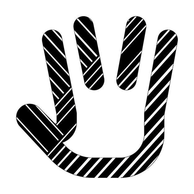 ikona ręka czarno-biała linie przekątne