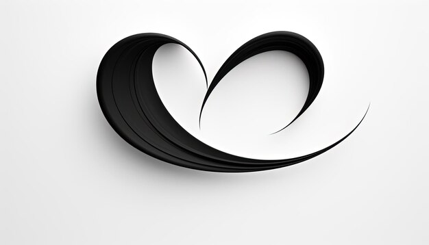 Zdjęcie ikona serca narysowana czarno na białym tle w stylu linii i krzywych kinetycznych