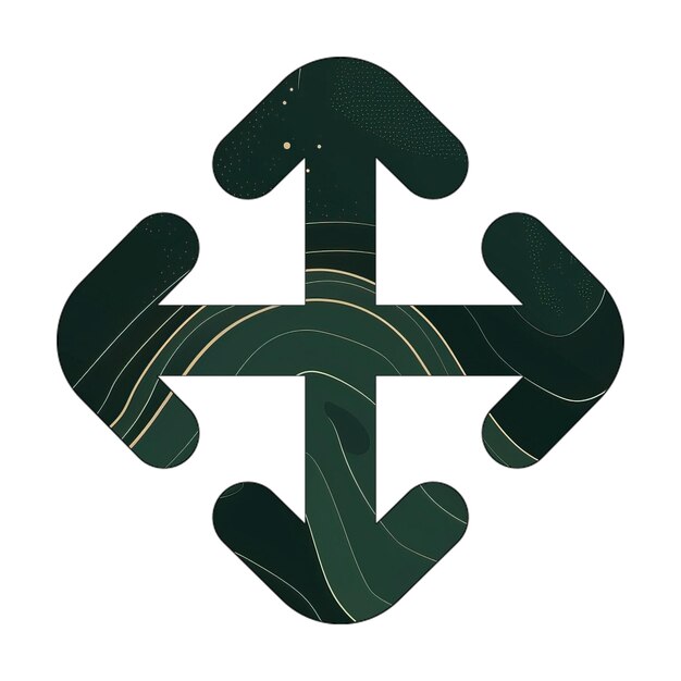 Zdjęcie ikona strzały zielony marmur złota tekstura