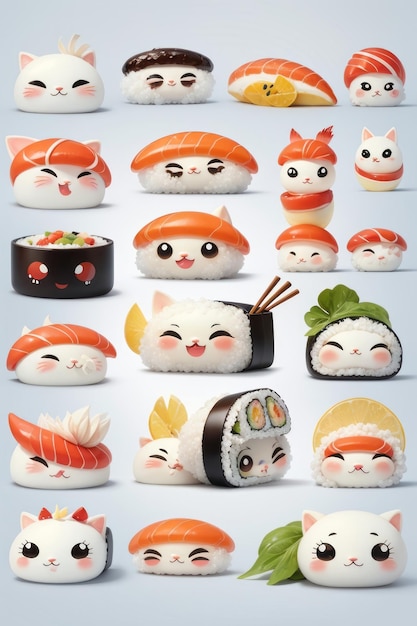 Ikona sushi sushi klipart sushi wektor emocji