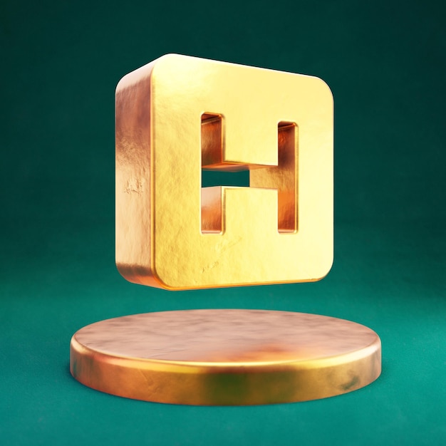 Ikona szpitala. Symbol szpitala Fortuna Gold z Tidewater zielonym tle. 3D renderowane ikony mediów społecznościowych.