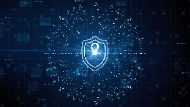 Zdjęcie ikona tarczy cyberbezpieczeństwa ochrona sieci danych