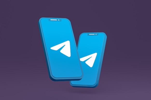 Ikona Telegramu Na Ekranie Smartfona Lub Telefonu Komórkowego Renderowania 3d