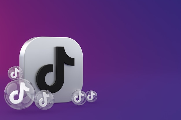 Ikona Tiktok na ekranie smartfona lub telefonu komórkowego renderowania 3d na fioletowym tle
