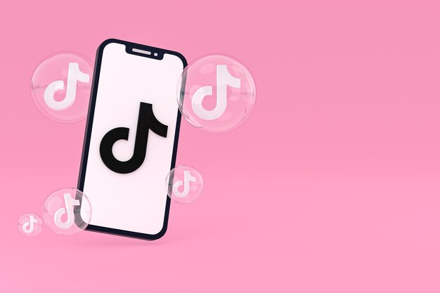 Ikona Tiktok na ekranie smartfona lub telefonu komórkowego renderowania 3d