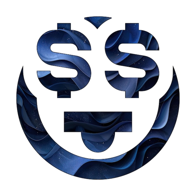Zdjęcie ikona twarz język pieniądze niebieski gradient tło styl projektowania