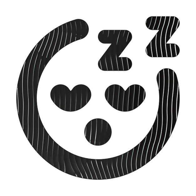 Zdjęcie ikona twarzy śpiącej czarne białe linie tekstura