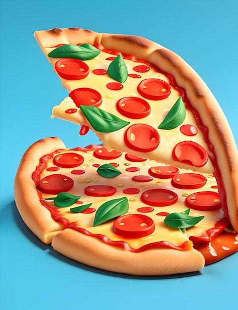 Ikona wektora realistycznego renderowania pizzy 3D