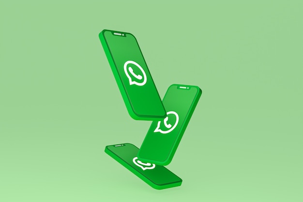 Zdjęcie ikona whatsapp na ekranie smartfona lub telefonu komórkowego renderowania 3d