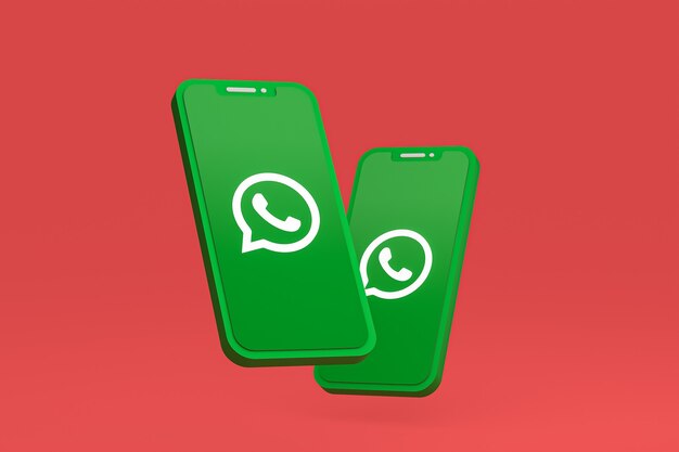 Ikona Whatsapp na ekranie smartfona lub telefonu komórkowego renderowania 3d