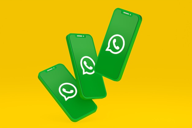 Ikona Whatsapp na ekranie smartfona lub telefonu komórkowego renderowania 3d