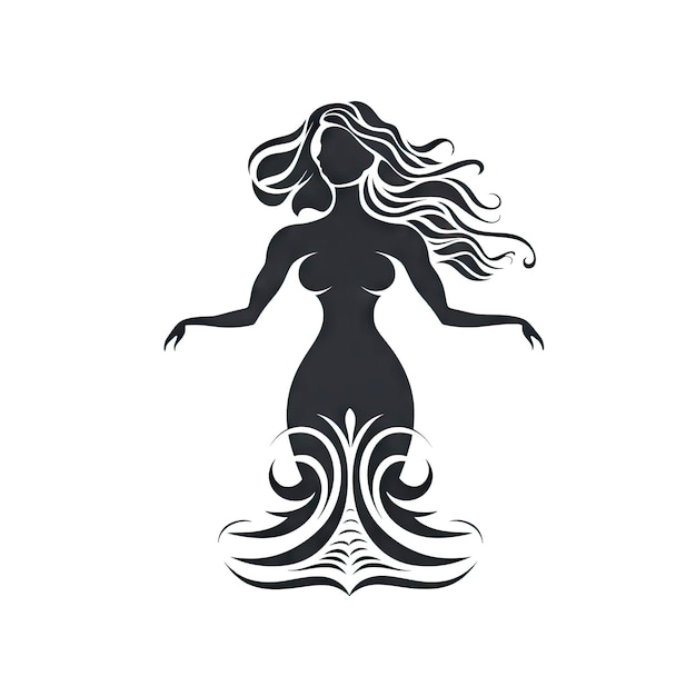 Zdjęcie ikona wodnika kobieta głowa symbol zodiaku ozdobny wodnik sylwetka horoskop piktogram minimalny znak astrologiczny białym tle generatywna ai ilustracja