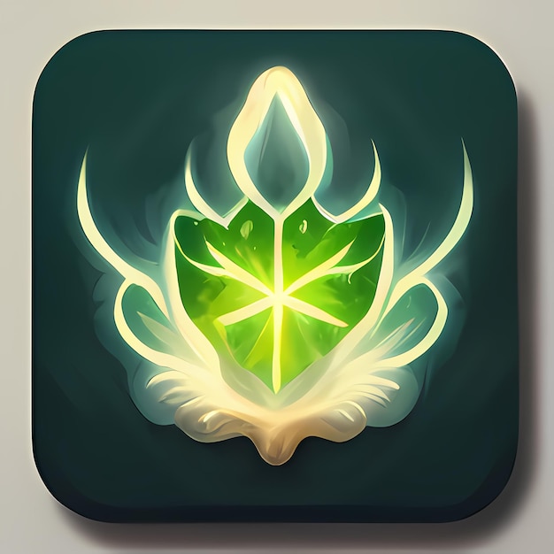Zdjęcie ikona zaklęcia niszczenia za pomocą zielonego wybuchu światła ikona umiejętności gry w cyfrowej sztuce fantasy
