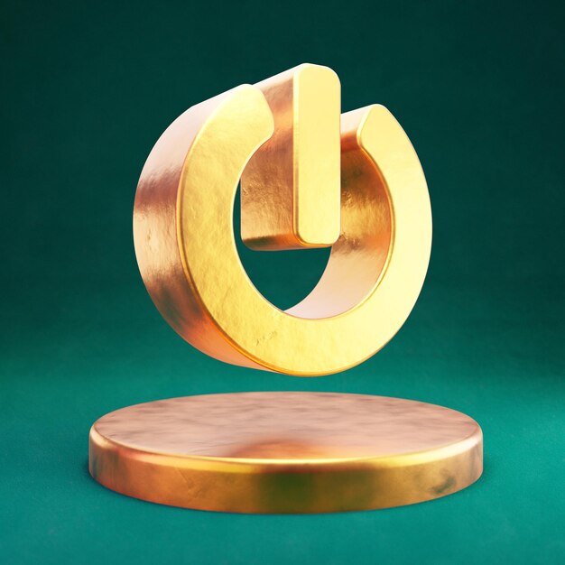 Ikona zasilania. Fortuna Gold Power symbol z Tidewater zielonym tle. 3D renderowane ikony mediów społecznościowych.