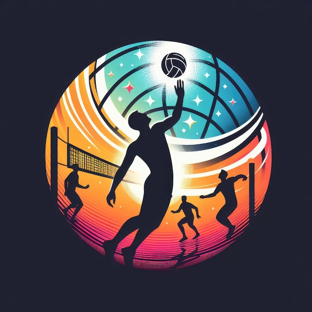 ikona zawodów siatkówki Kolorowy znak sportowy