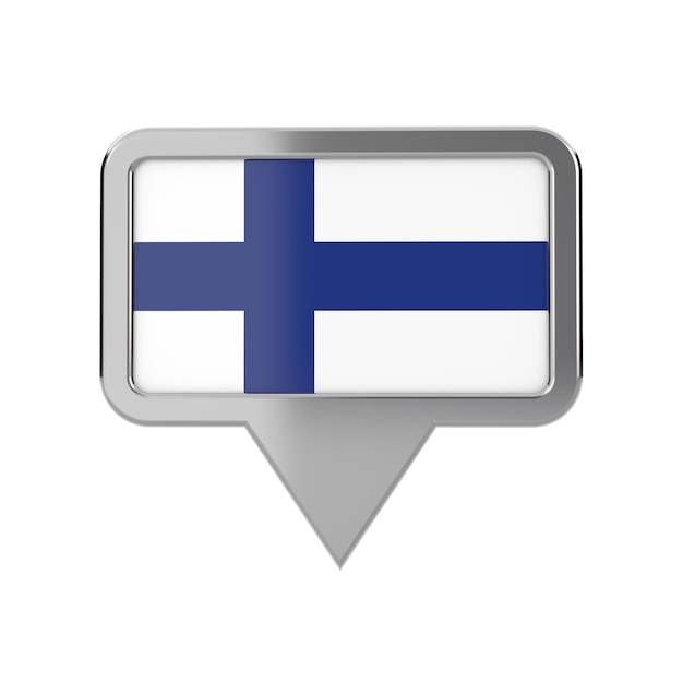 Ikona znacznika lokalizacji flagi Finlandii Renderowanie 3D