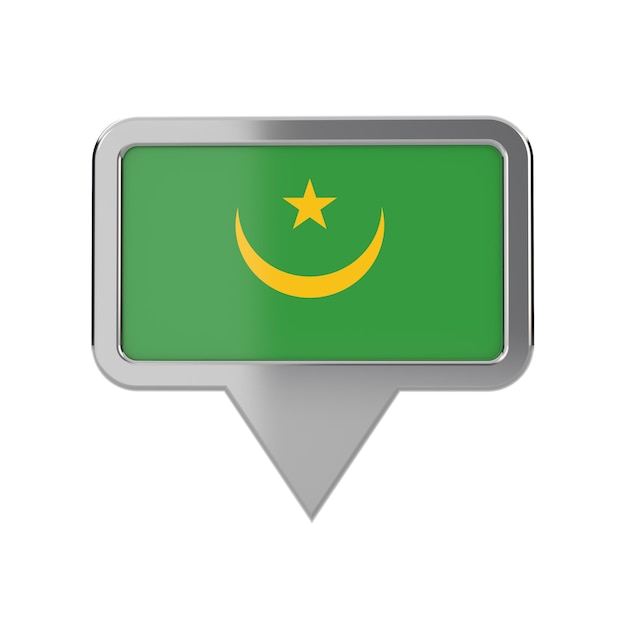 Ikona znacznika lokalizacji flagi Mauretanii Renderowanie 3D