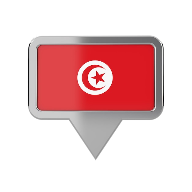 Ikona znacznika lokalizacji flagi Tunezji Renderowanie 3D