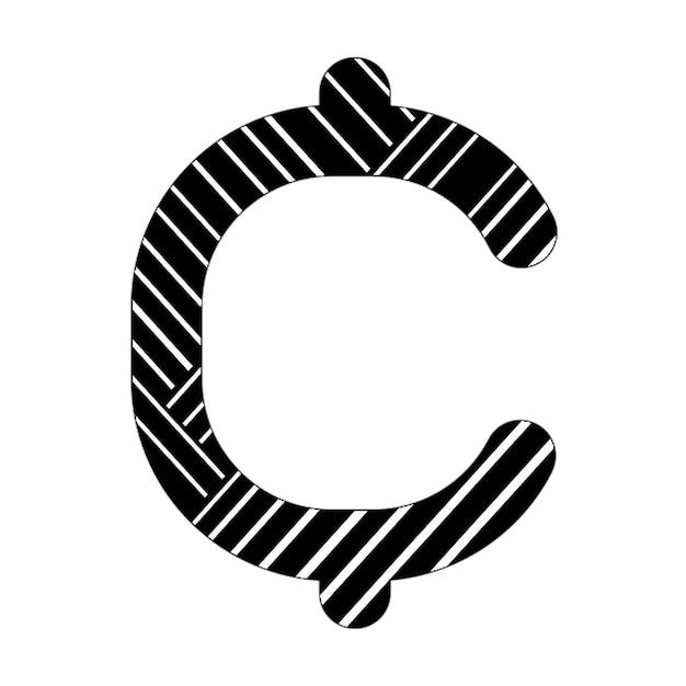 ikona znaku centa czarno-białe linie przekątne