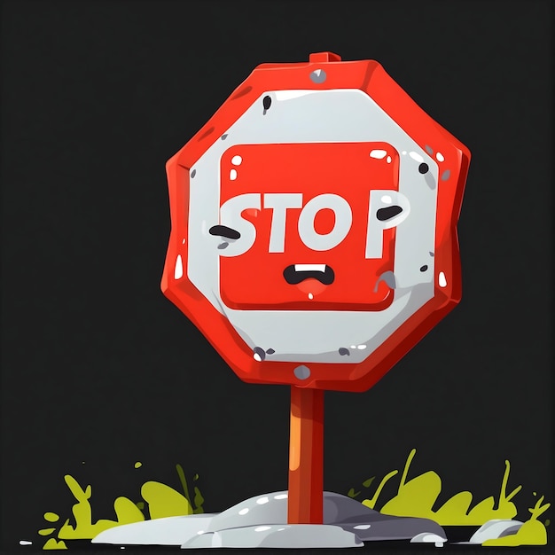 Ikona znaku stopu Symbol kontroli ruchu symbol czerwonego znaku ośmiokątnego Grafika sygnału ostrzegawczego ilustracja
