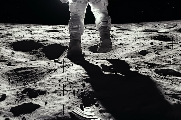 Zdjęcie ikoniczny odcisk butów ekspedycji apollo 11 na księżyc uwieczniony