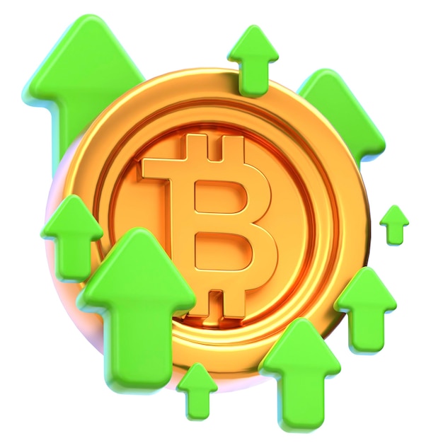 Ikonka 3D Bitcoin Profit Ilustracja 3D Element 3D Rendering Elementy graficzne Elementy projektowe