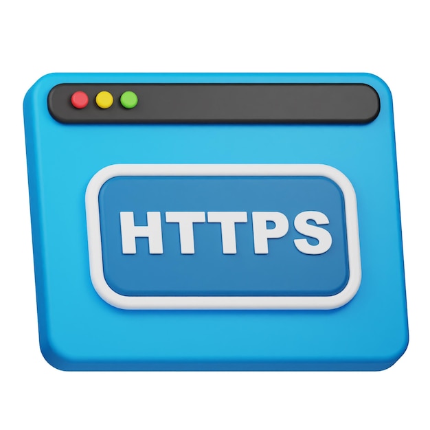 Ikonka 3D strony internetowej https wyizolowana na białym tle